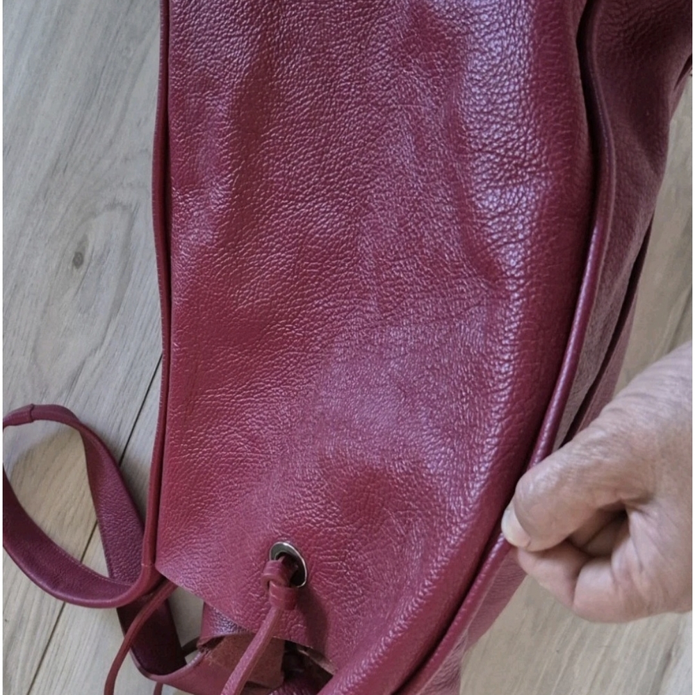 ZARA Leather Large Slouch Shoulder Bag, Deep Red. - Picture 3 of 7
